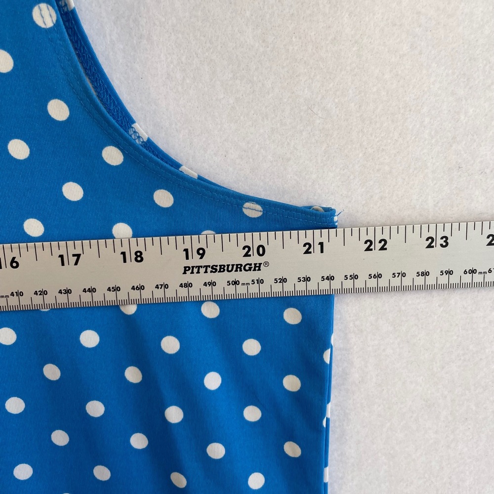 Chico's Polka Dot Microfiber Tank Top Size 3 XL Teal Blue White Sleeveless‎ - Picture 7 of 9